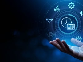 Web-based project management technology concept.