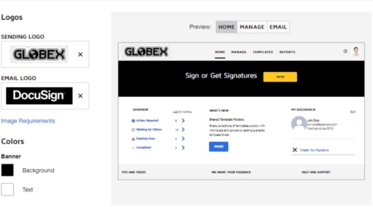 Customizing a sending brand on DocuSign.