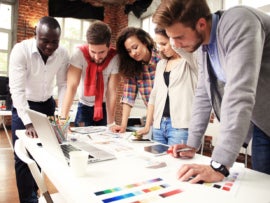 A team using open source project management software.