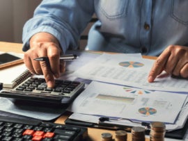 A small business owner doing accounting.